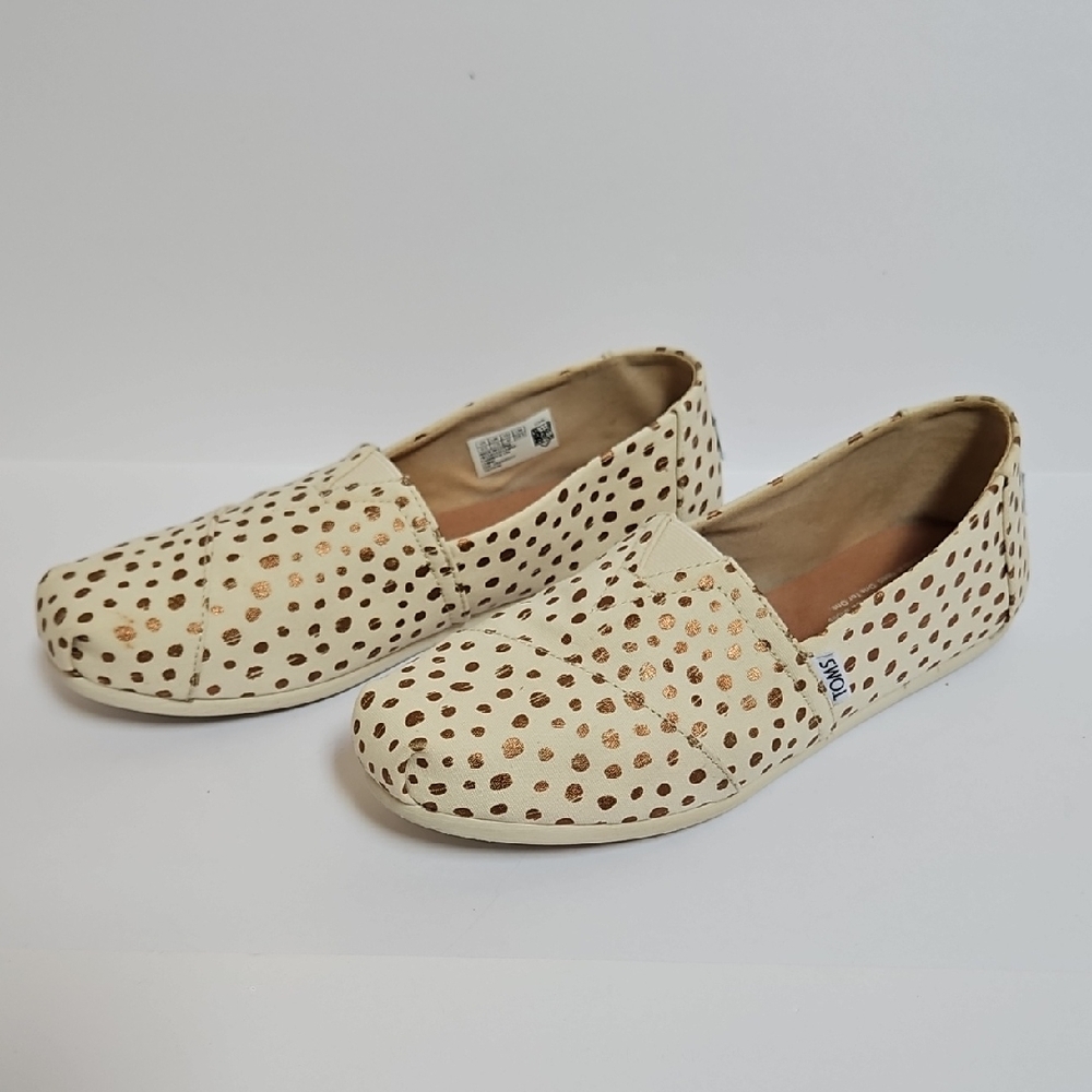 Toms Cream Slip-Ons with Brown Dots